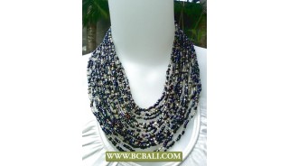 Mix Beaded Multi Strand Fashion Necklace with Buckle